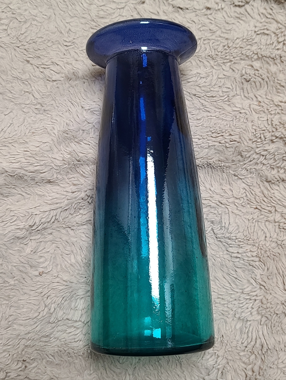 Large Blue-Green Ombre Glass Vase, Thick Glass Pressed Glass, High Quality Feel - Picture 1 of 6